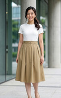 Isabel Mixed Media Dress - White/Khaki