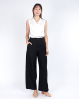 Aveline V-Neck Satin Top - White