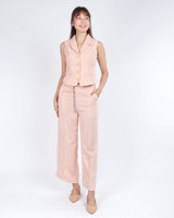 Taya Tailored Wide Leg Pants - Peach Pink