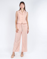 Taya Tailored Wide Leg Pants - Peach Pink