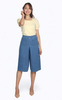 Megan Wide Leg Denim Culottes - Light Wash