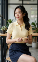 Zania Knit Polo Top - Daffodil