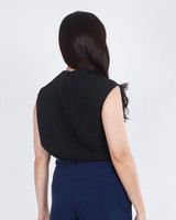 Maeve Asymmetrical Drape Top - Black