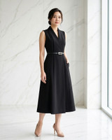 Lourve Tux Midi Dress - Black