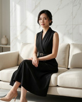 Lourve Tux Midi Dress - Black