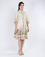 Pearline Floral Placement Dress - Cream