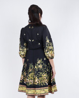 Pearline Floral Placement Dress - Black