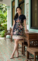 Arabella Batik Shift Dress - Black/Multi