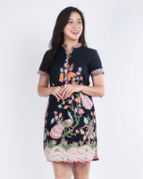 Arabella Batik Shift Dress - Black/Multi