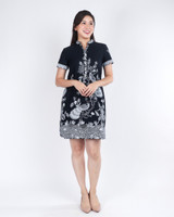 Arabella Batik Shift Dress - Monochrome