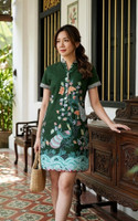 Arabella Batik Shift Dress - Forest Green
