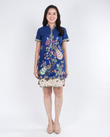 Arabella Batik Shift Dress - Navy 