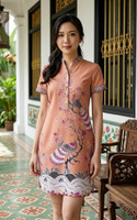 Arabella Batik Shift Dress - Peach