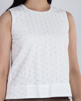 Mirabelle Eyelet Shift Top - White