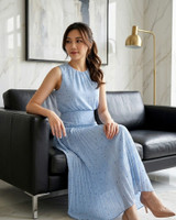 Eleanor Pleated Maxi Dress - Blue