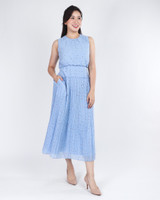 Eleanor Pleated Maxi Dress - Blue
