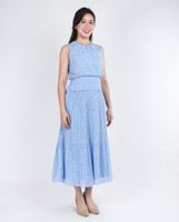 Eleanor Pleated Maxi Dress - Blue