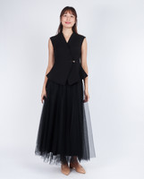Clarien Tailored Wrap Top - Black
