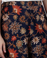 Mulberrie Batik Silky Culottes - Navy Floral/Ferns