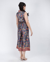 Mulberrie Batik Silky Culottes - Ash Blue Floral/Ferns