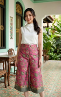 Mulberrie Batik Silky Culottes - Pink Floral/Ferns