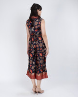 Mulberrie Batik Silky Top - Navy Floral/Ferns