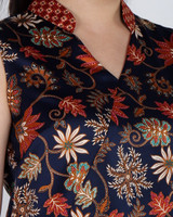 Mulberrie Batik Silky Top - Navy Floral/Ferns