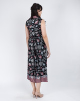 Mulberrie Batik Silky Top - Black Floral/Ferns