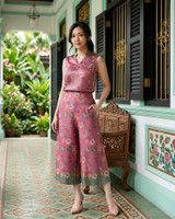 Mulberrie Batik Silky Top - Pink Floral/Ferns