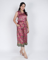 Mulberrie Batik Silky Top - Pink Floral/Ferns