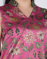 Mulberrie Batik Silky Top - Pink Floral/Ferns