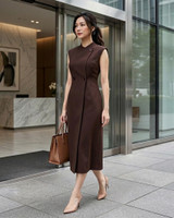 Mathias Midi Work Dress - Chestnut
