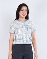 Junia Short Sleeve Tweed Jacket - White
