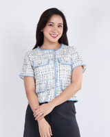 Junia Short Sleeve Tweed Jacket - White