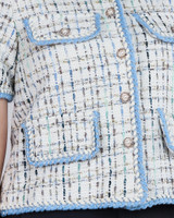 Junia Short Sleeve Tweed Jacket - White