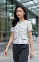 Junia Short Sleeve Tweed Jacket - White