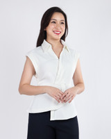 Esme Collared Twist Top - White