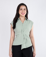 Esme Collared Twist Top - Sage