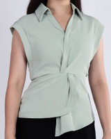 Esme Collared Twist Top - Sage