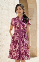 Isla Block Printed Batik Dress - Plum