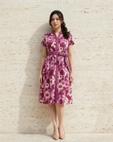 Isla Block Printed Batik Dress - Plum