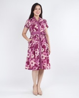 Isla Block Printed Batik Dress - Plum