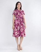 Isla Block Printed Batik Dress - Plum