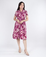 Isla Block Printed Batik Dress - Plum