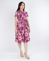 Isla Block Printed Batik Dress - Plum