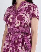 Isla Block Printed Batik Dress - Plum