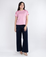 Scarlette Embroidered Sleeves Tee Top - Pink