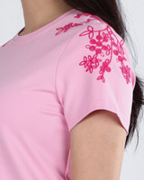 Scarlette Embroidered Sleeves Tee Top - Pink