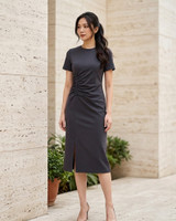 Nico Side Ruched Tee Dress - Grey