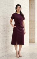 Nico Side Ruched Tee Dress - Burgundy